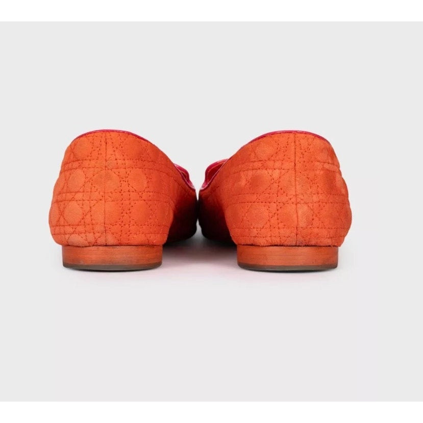 Christian Dior Orange Suede Ballet Flats - Size 39 Pre-owned