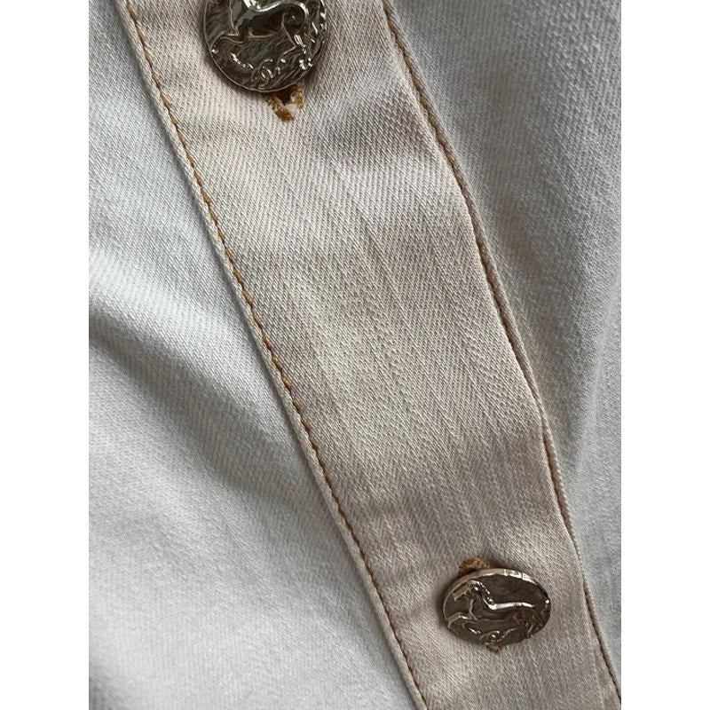 Chanel White Denim Sundress with Gold Buttons Sz.34 Pre-owned