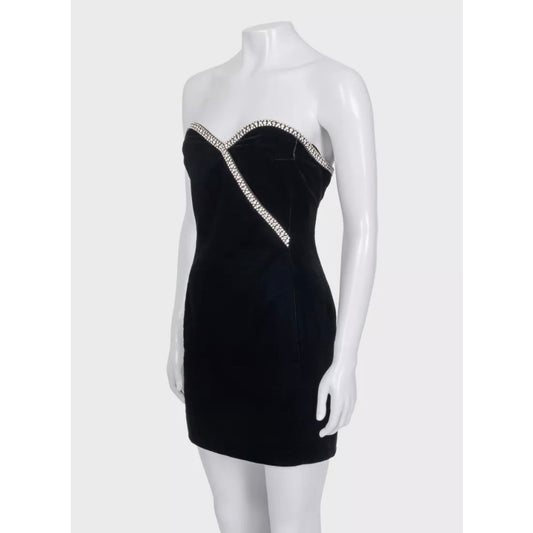 Saint Laurent Black Crystal Embellished Dress Sz.34XS Pre-owned