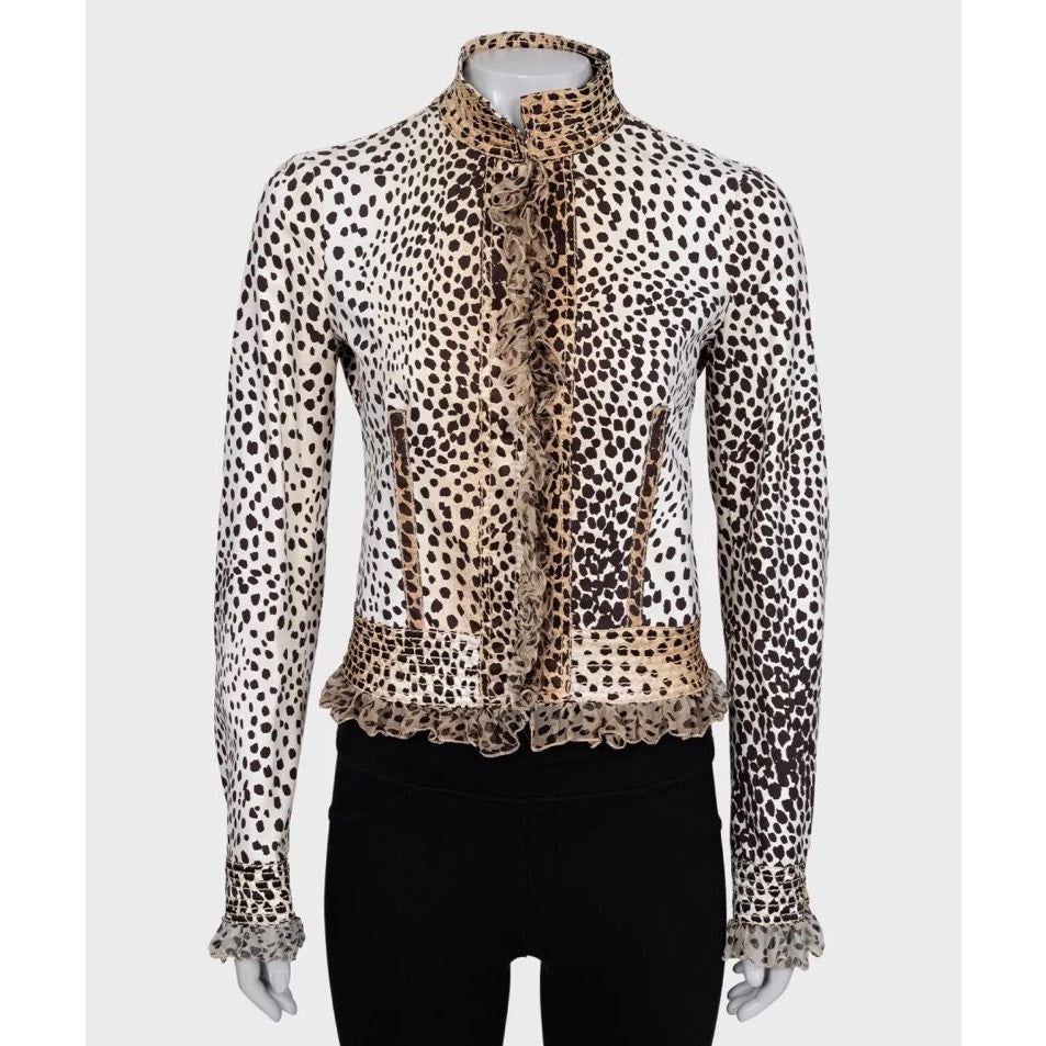 Roberto Cavalli Animal Print Fitted Jacket IT38 XS pre-owned