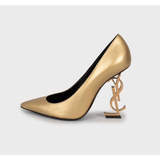 Saint Laurent Opyum Gold Leather Heels - Size 36.5 Pre-owned