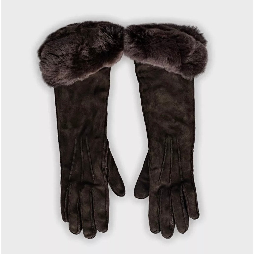 Loro Piana Brown Leather Suede  Gloves Sz.S Pre-owned