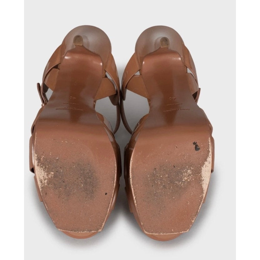 Saint Laurent Tribute Brown Leather Sandals Size 40 pre-owned
