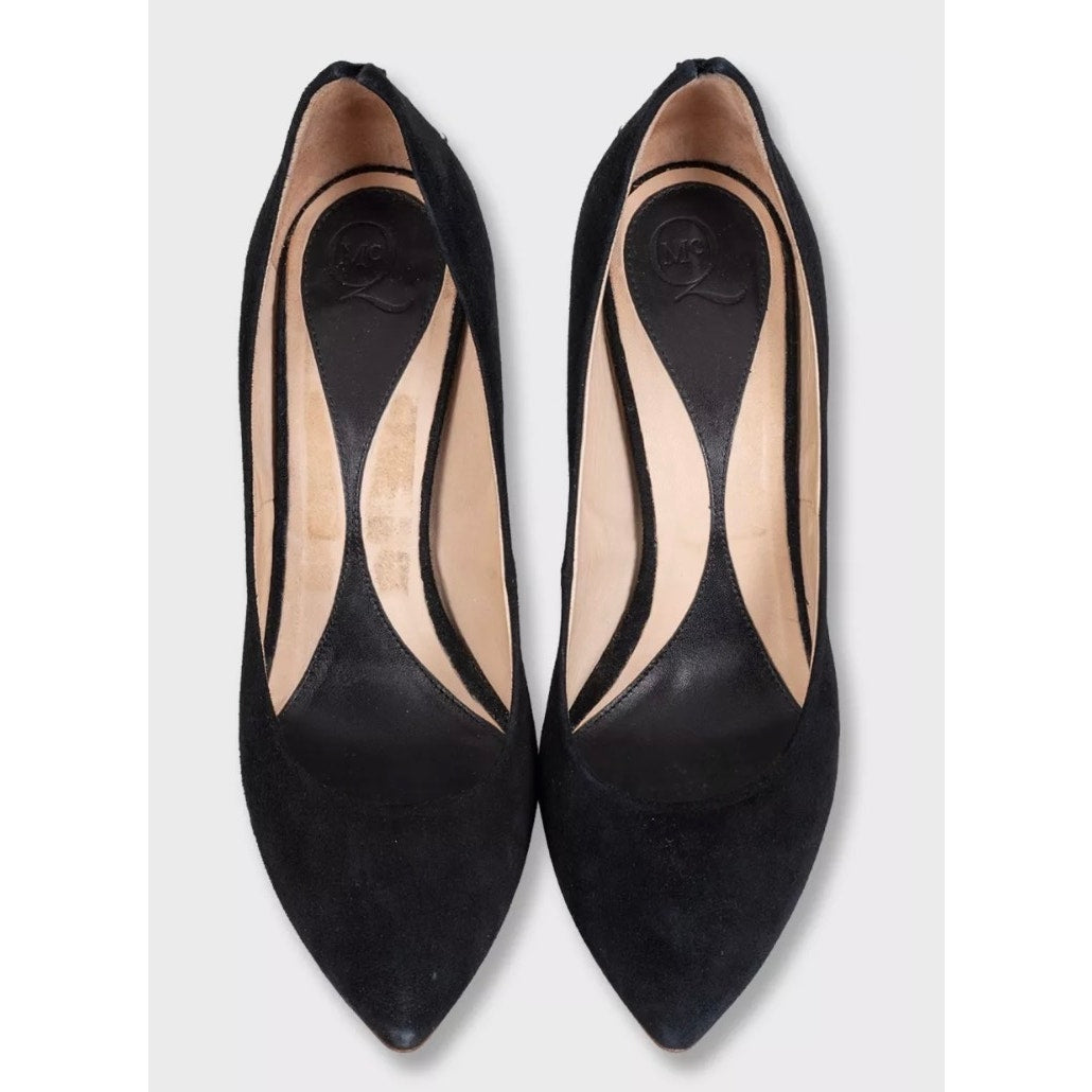 Alexander McQueen Black Suede Chic Rear Detail Pumps Sz.39 pre-owned
