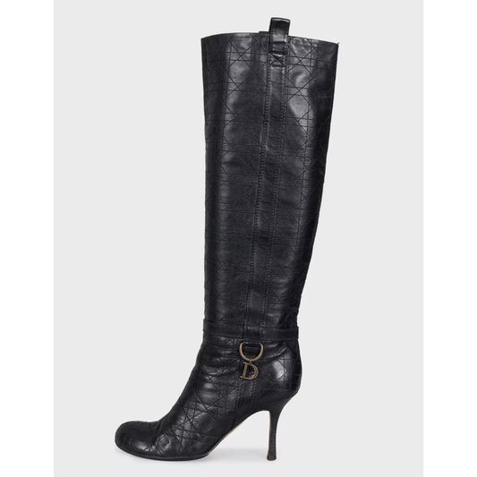 Christian Dior Black Leather Boots with Logo Charms - EU 40 Pre-owned