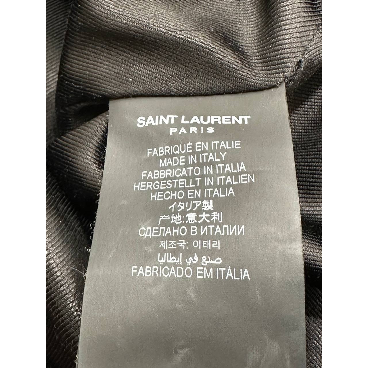 Saint Laurent Hooded Lambskin Leather Down Jacket Sz 40 pre-owned