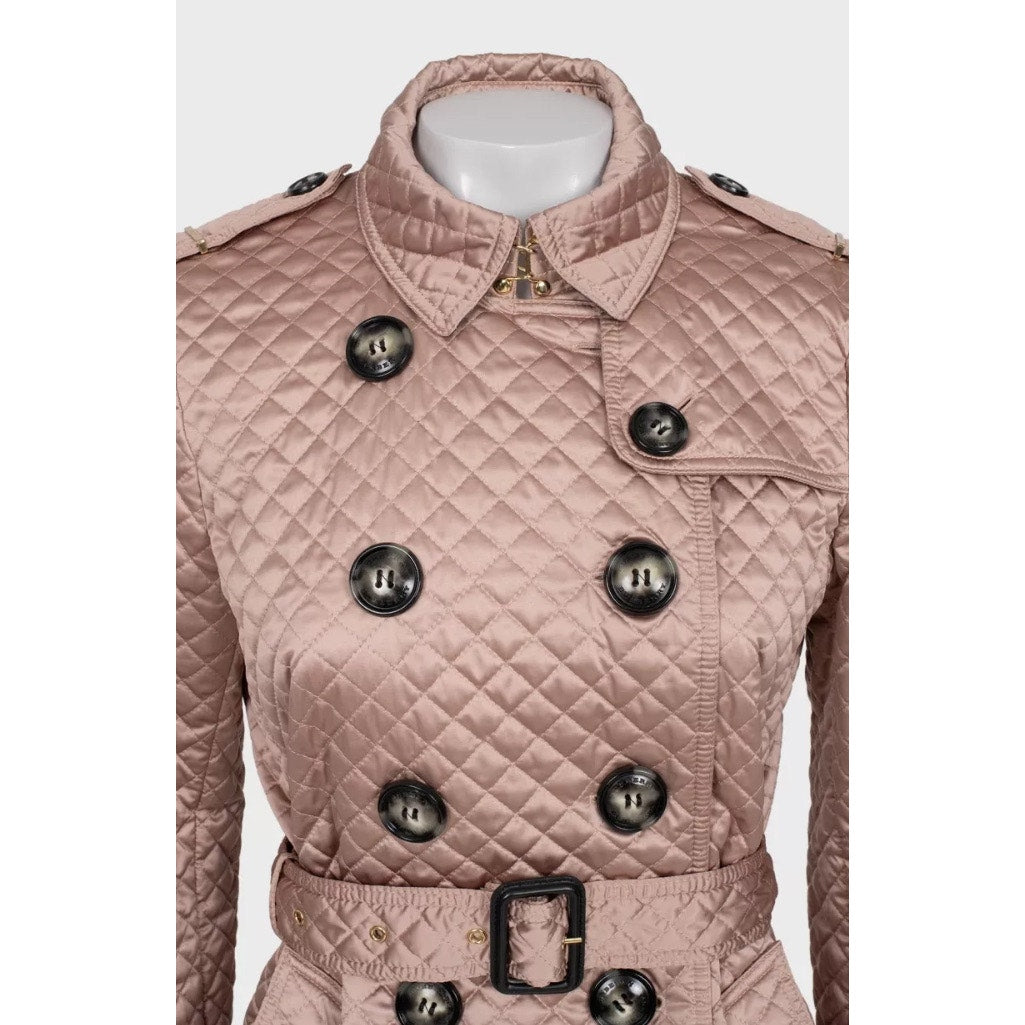 Elegant Burberry Quilted Belted Jacket Size M Pre-owned