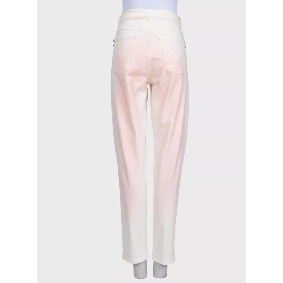 Chanel White Straight-Leg Jeans with Crystal Accents sz.42 Pre-owned