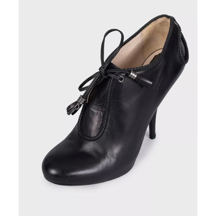 Christian Dior Black Leather Heeled Ankle Boots Sz.39.5 Pre-owned
