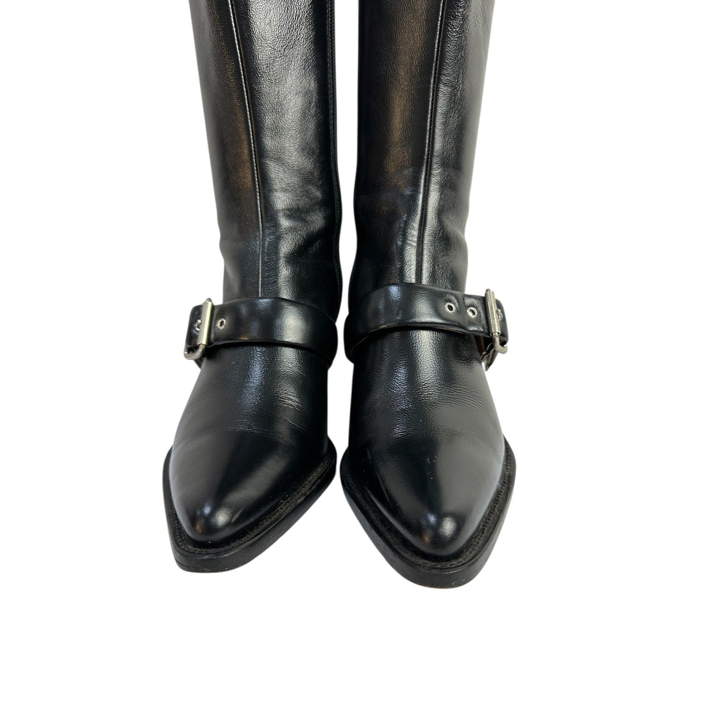 Chloe Leather Over-the Knee Buckle Block Heel Boots  Sz.36.5 Pre-owned