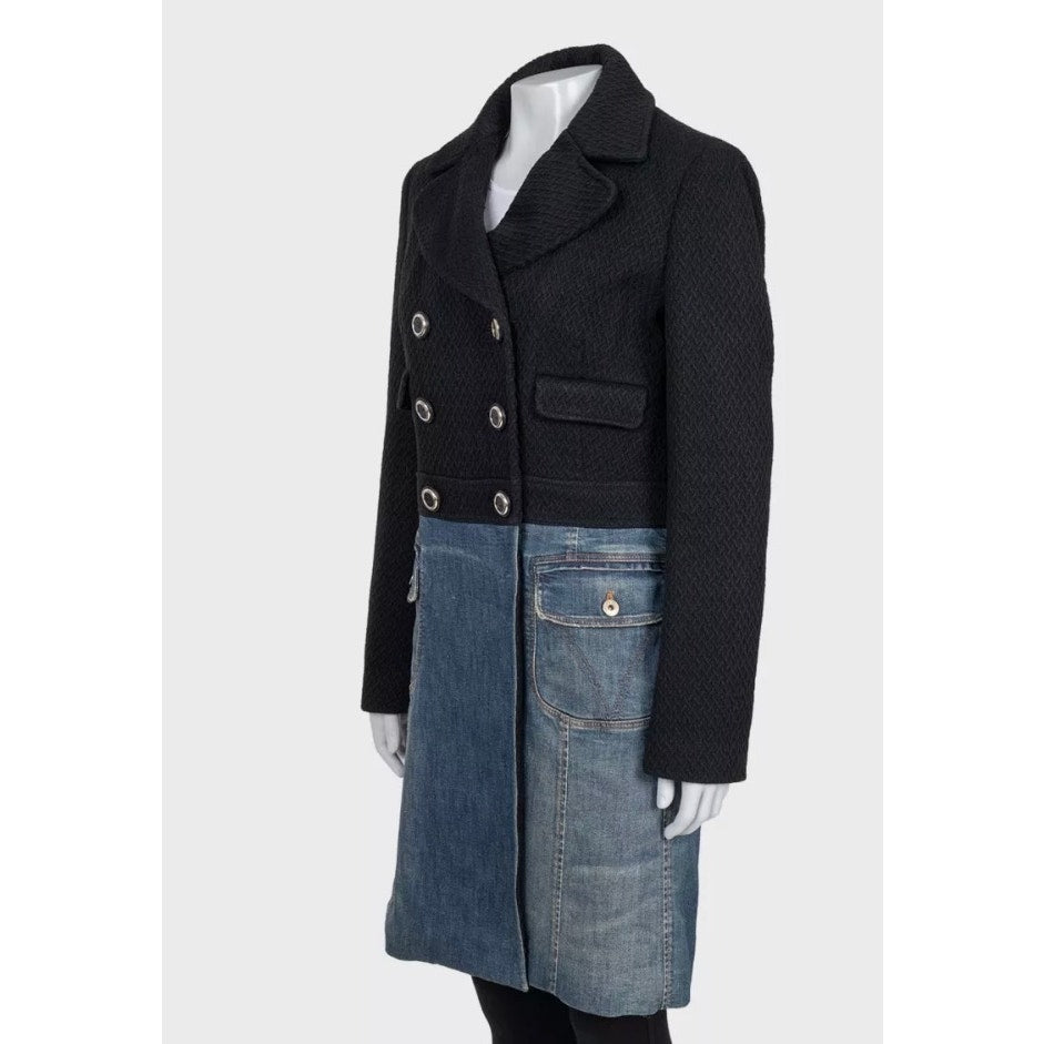 Dolce & Gabbana Mixed Material Double-Breasted Coat 44/L Pre-owned