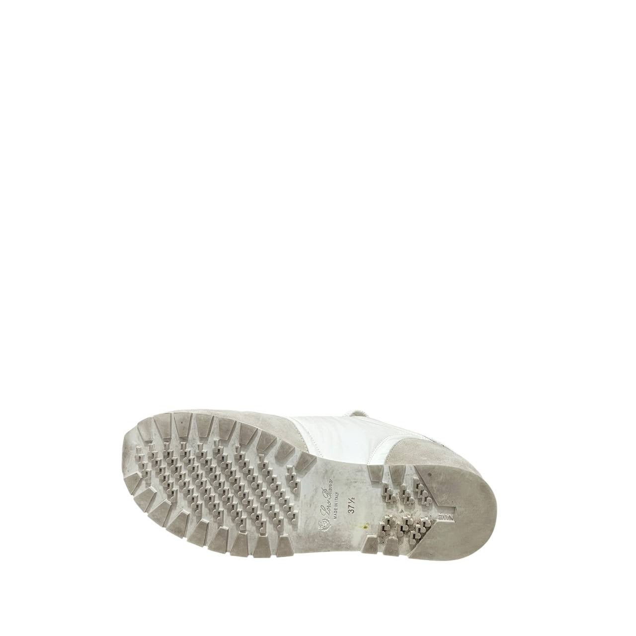 Loro Piana White & Grey Suede Leather Sneakers sz.37.5 Pre-owned