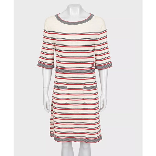 Chanel Beige Striped Print Dress - Size FR36/S pre-owned