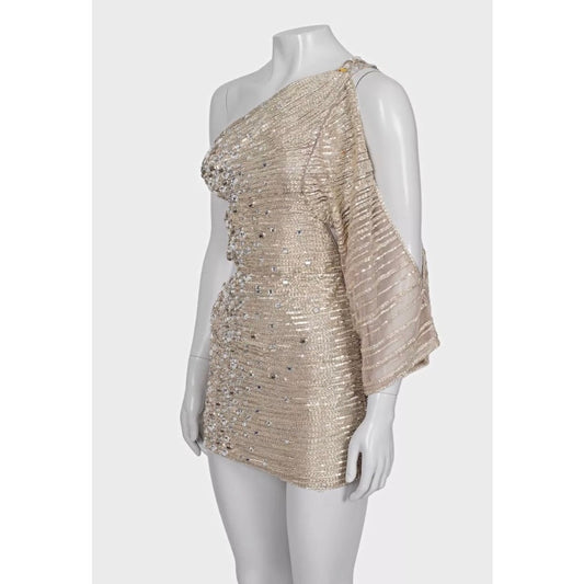 Zuhair Murad Silver Beaded Cocktail Dress - Size S Pre-owned