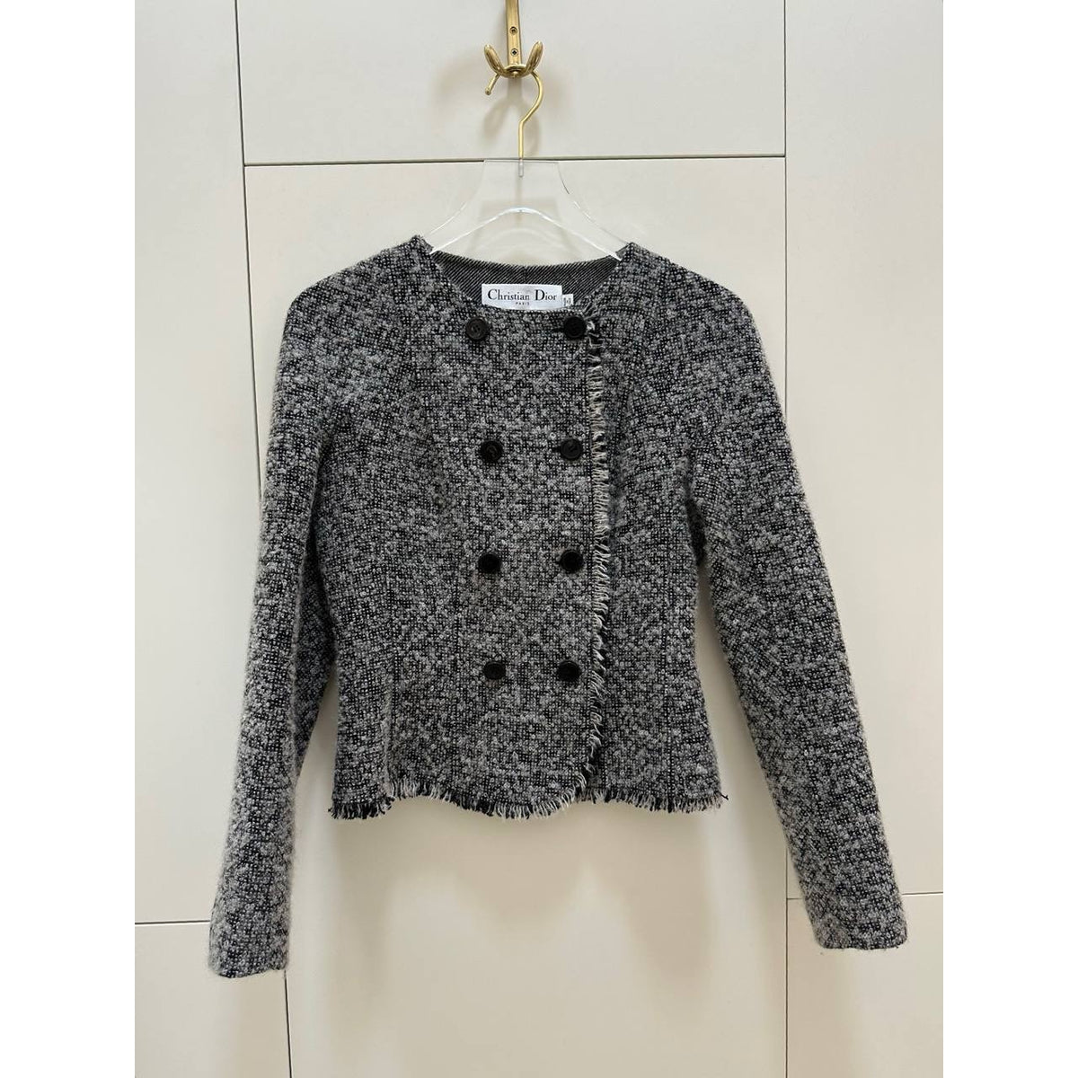 Christian Dior Black & White Tweed Jacket Sz.38 Pre-owned