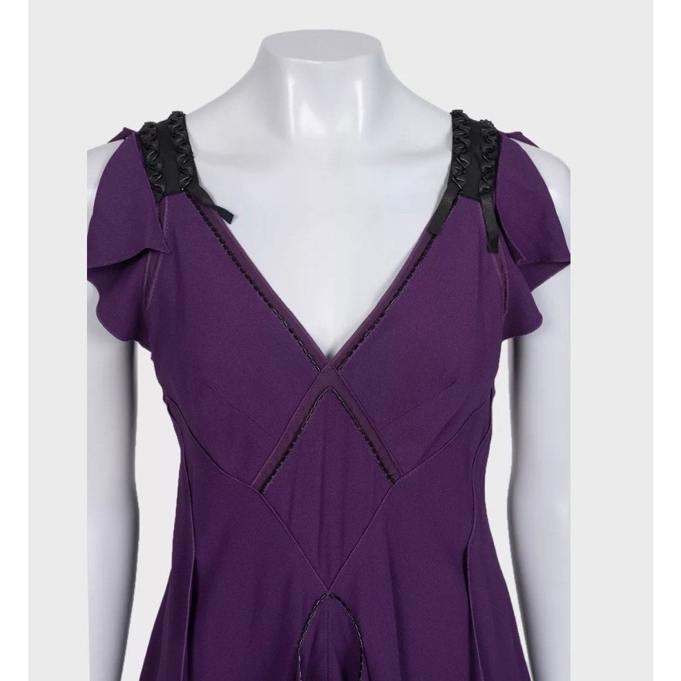 Louis Vuitton Purple Asymmetrical Draped Dress - Size M Pre-owned