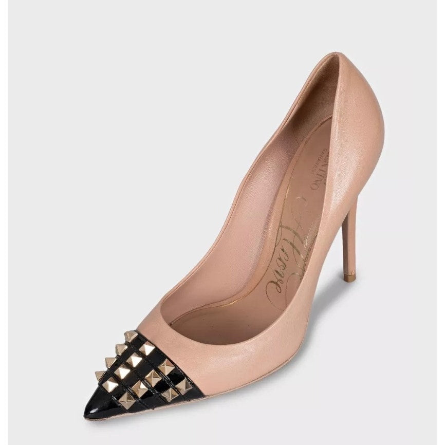 Valentino Beige Leather Studded Pumps - Size 38.5 Pre-owned