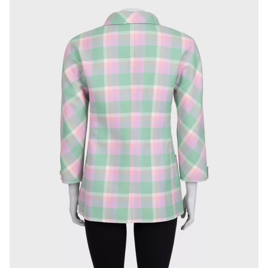 Valentino Boutique Green Plaid Cropped Coat US 6 / M Pre-owned