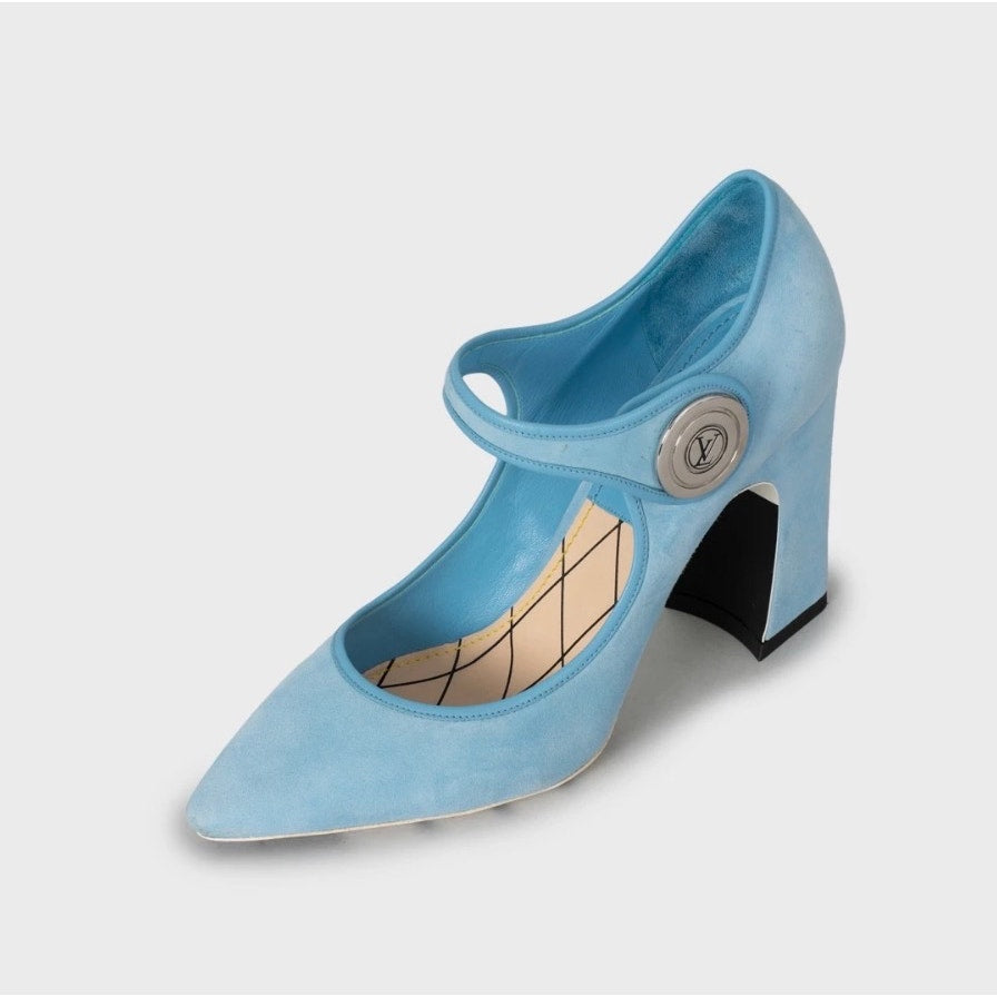 Louis Vuitton Cruise 2015 Blue Suede Royal Pumps 38.5 pre-owned