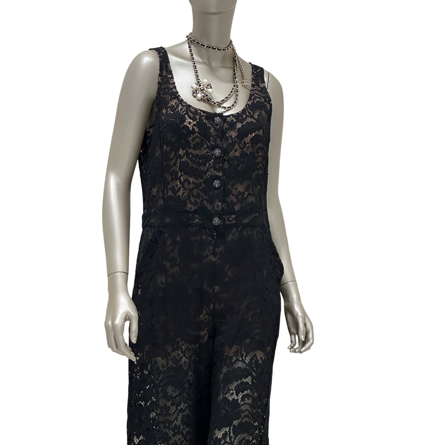 Chanel Black Lace Evening Jumpsuit - Size 44 Pre-owned