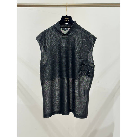 Chanel Metallic Knit Sleeveless Top - Size 50 Pre-owned