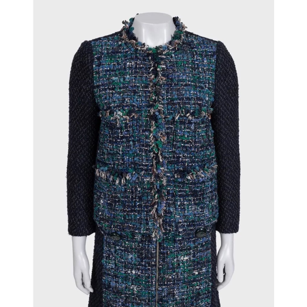 NWOT Louis Vuitton Blue Tweed Skirt Suit Set - Jacket & Skirt FR 38 Pre-owned