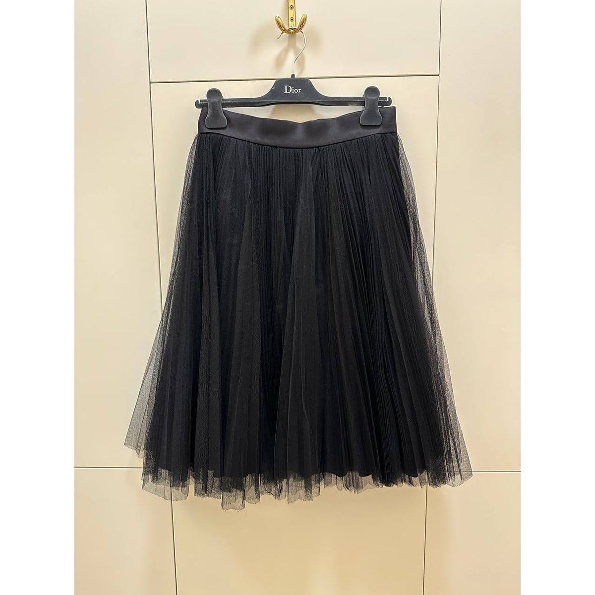 Christian Dior Black Pleated Midi Skirt Sz.38 Pre-owned