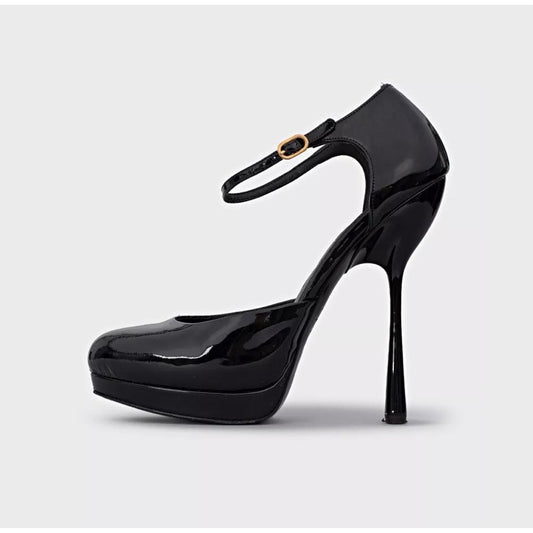 Alexander McQueen Black Patent Leather Sculpted Pumps Sz.37.5 Pre-owned