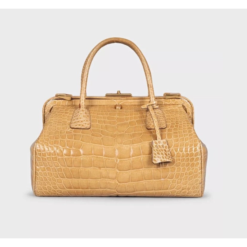 Prada Beige Leather Animal Print Handbag Pre-owned