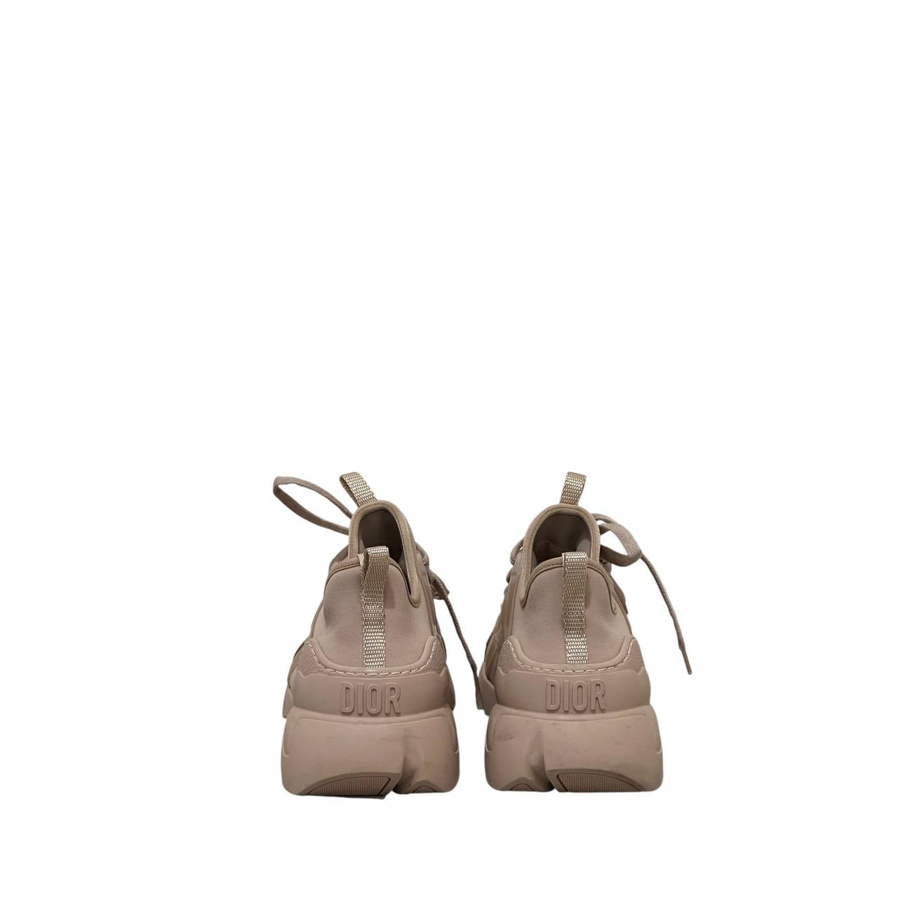 Dior D-Connect Lace-Up  Beige Leather & PVC Sneakers  sz.37.5 pre-owned