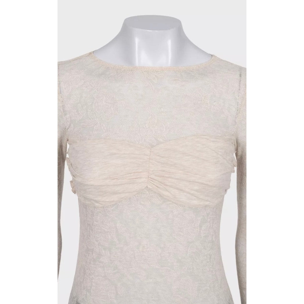 Louis Vuitton Beige Lace Body-Con Top Sz.36 Pre-owned