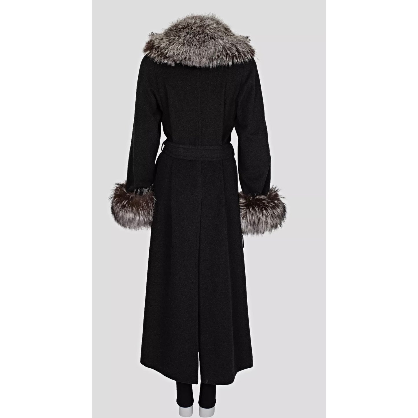 Zilli Grey Coat with Detachable faux Fur Trim - Size L Pre-owned