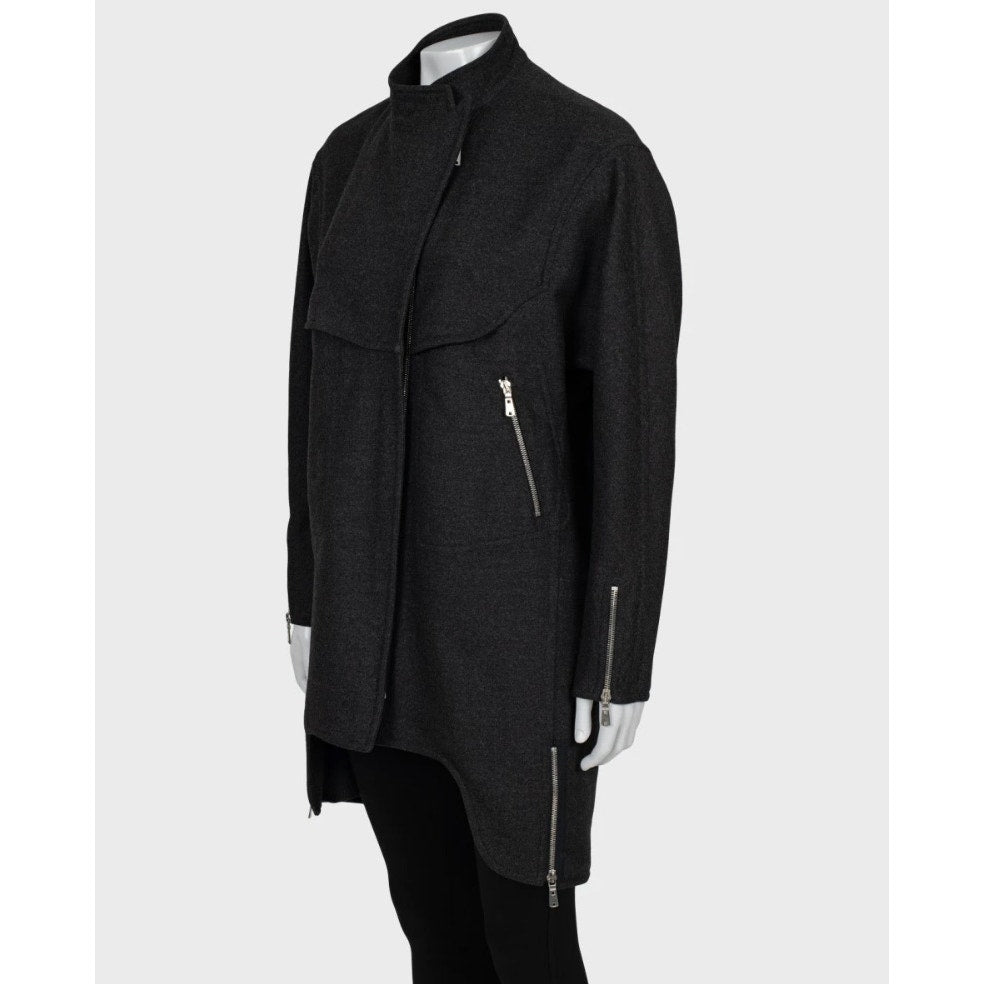 Saint Laurent Dark Gray Wool Coat - Size Medium (FR38) Pre-owned