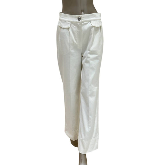 Elegant Chanel White Cotton Globalization Pants - Size 38 Pre-owned