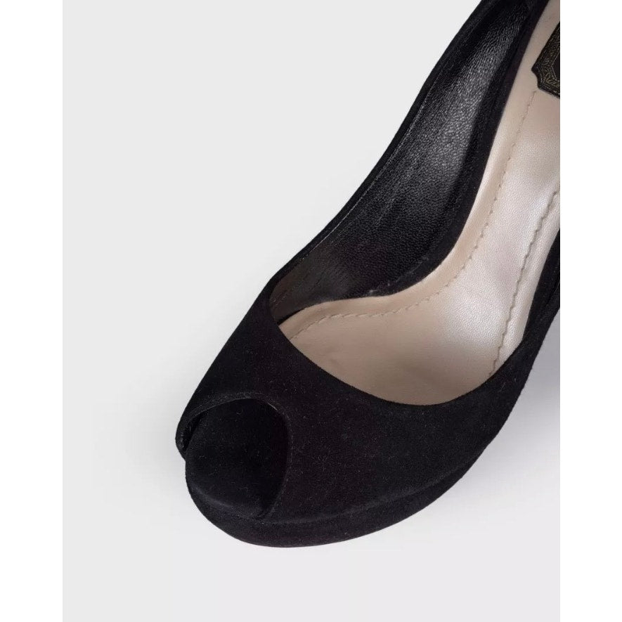 Christian Dior Black Suede Open Toe Pumps Sz.39.5 Pre-owned