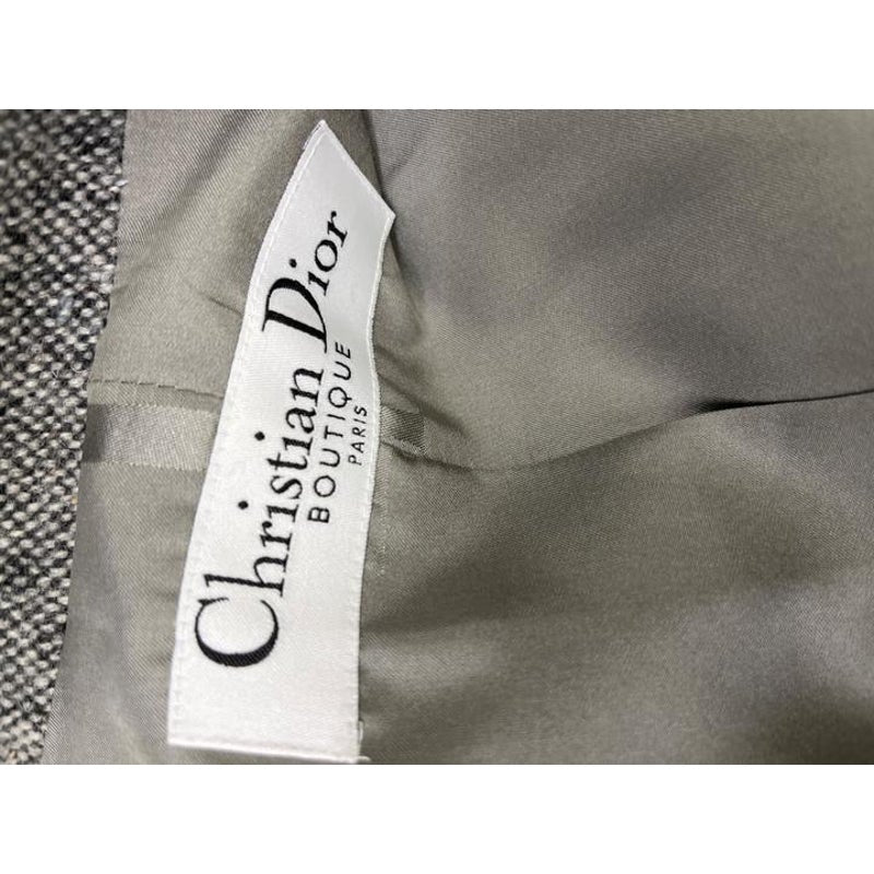 Christian Dior Gray Wool Silk Skirt Suit Sz.38 Pre-owned