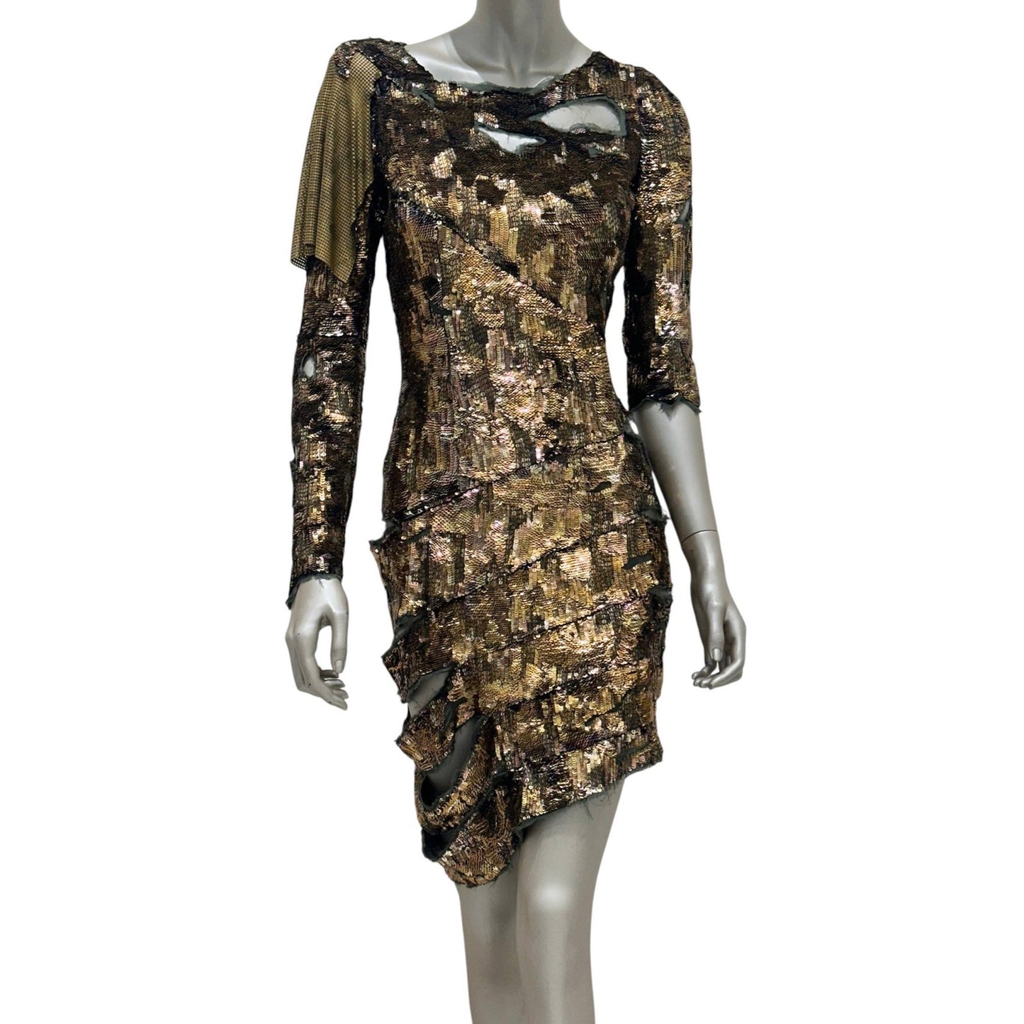 Balmain Gold Sequin Dress - SS10 Collection Size 38 Pre-owned