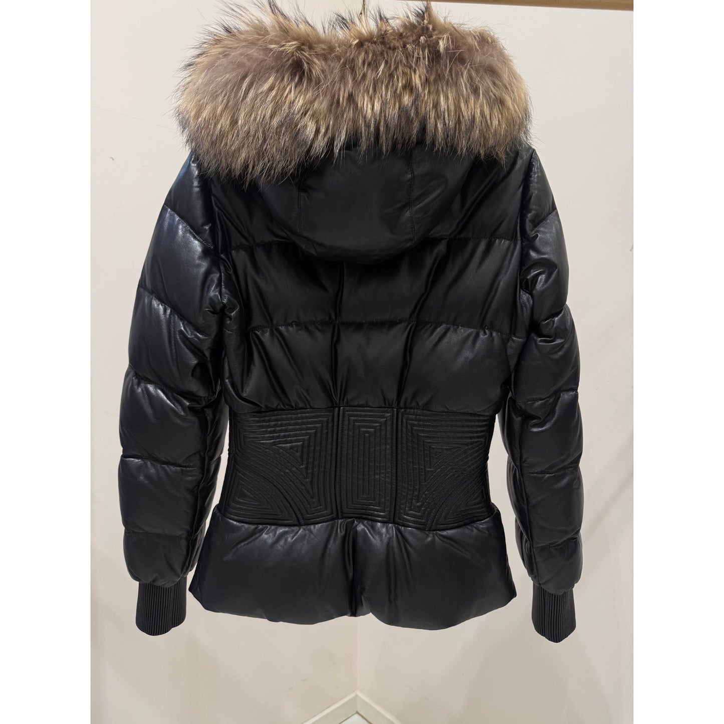 Alexander McQueen Black Leather Puffer Jacket Sz.40 Pre-owned