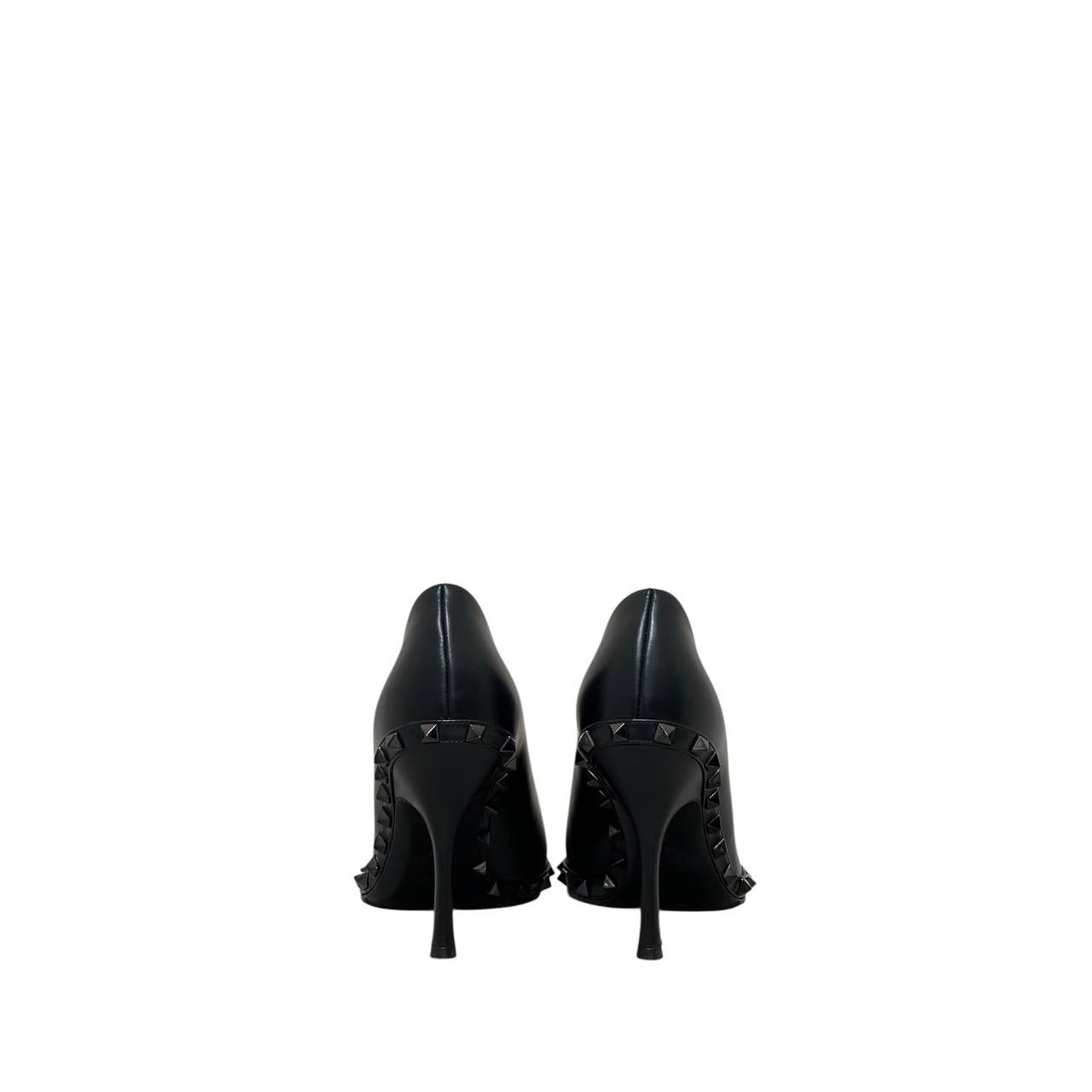 Valentino Garavani Rockstud 100 Leather Heels Pumps Black 38.5 pre-owned