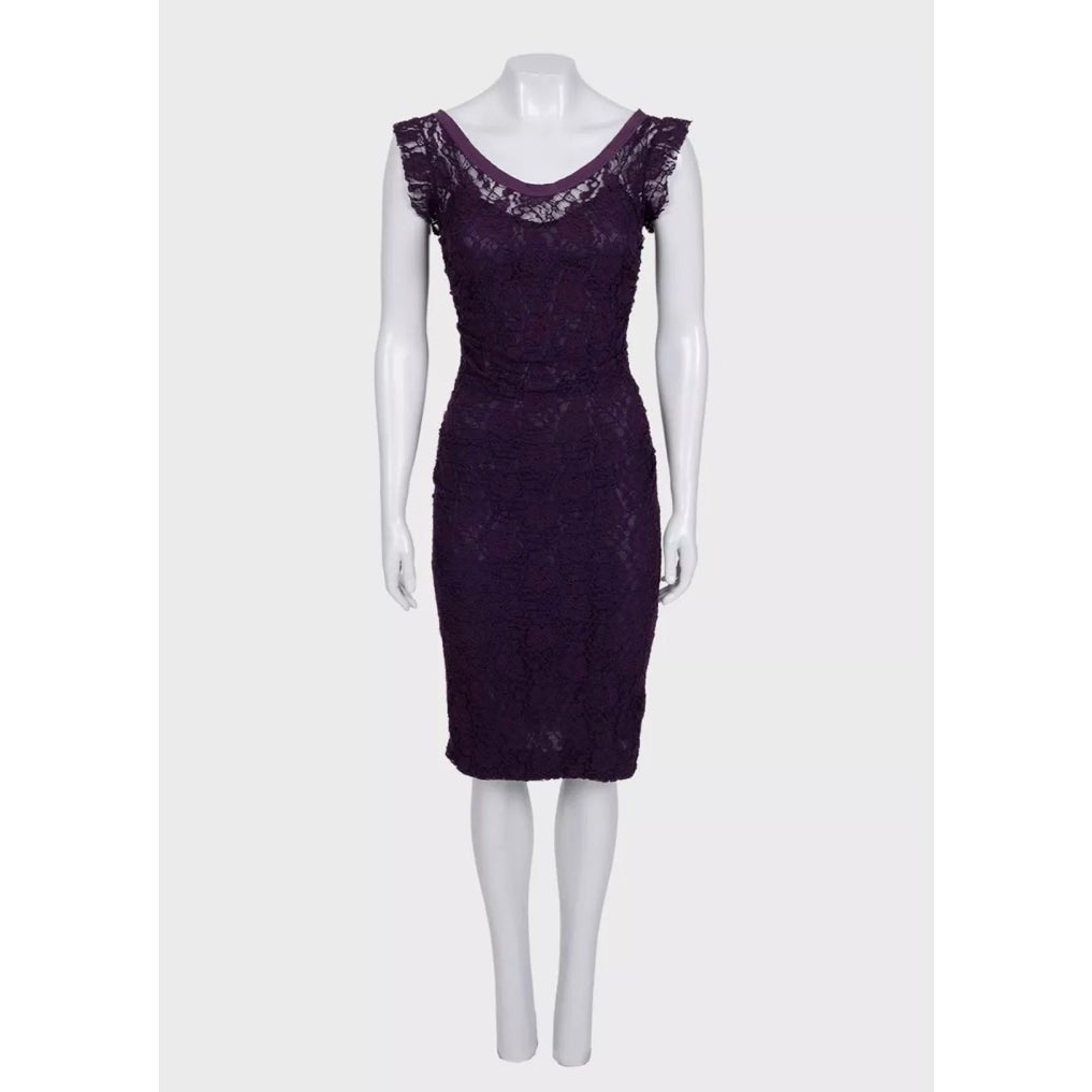 Dolce & Gabbana Purple Lace Mini Dress - IT 40 S Pre-owned