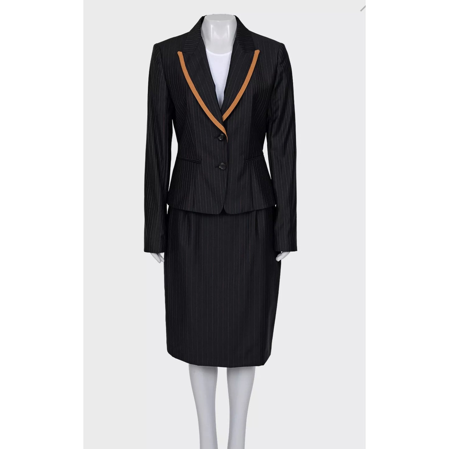 Christian Dior Black Wool Pinstripe Suit Sz. FR44 / XXLPre-owned