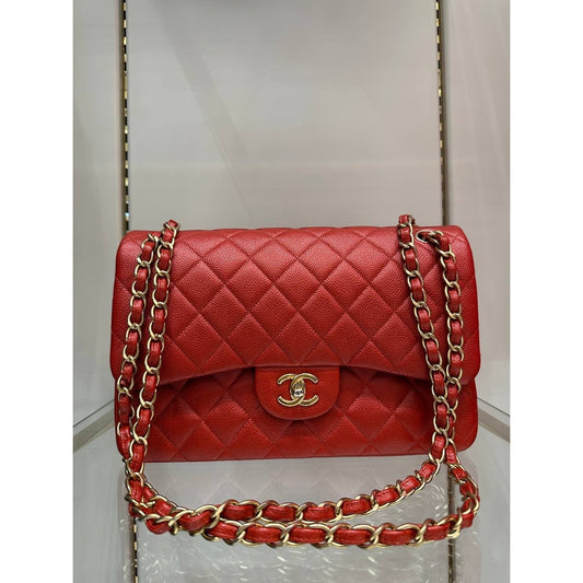 Chanel Red Caviar Jumbo Double Flap Bag Pre-owned