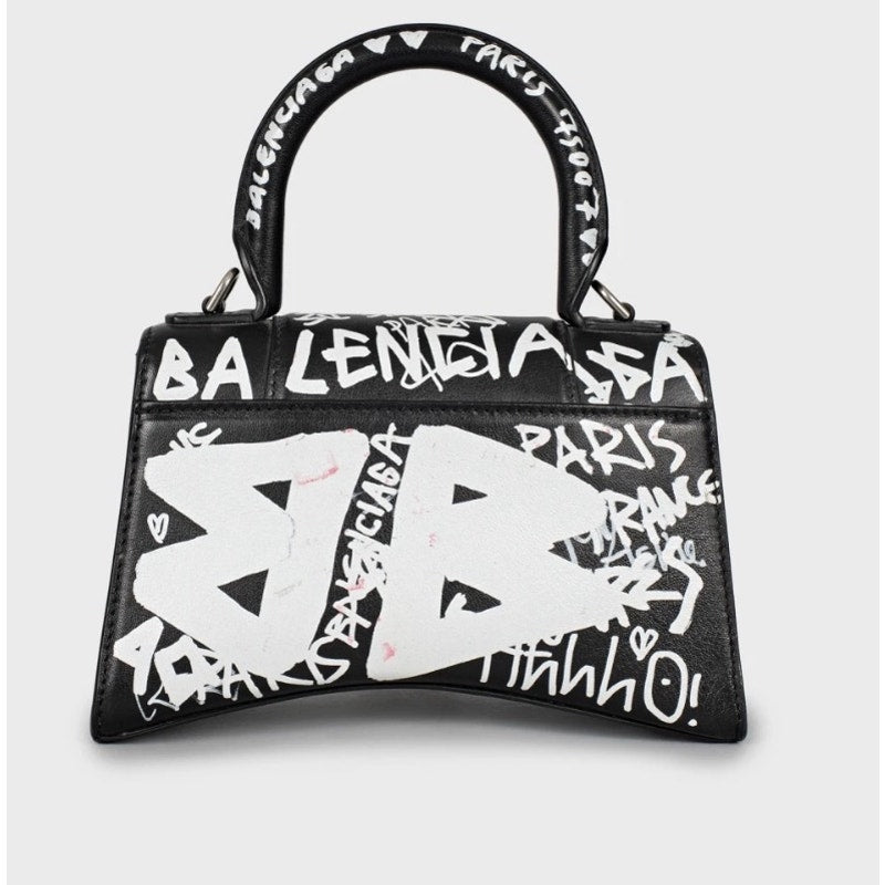 Balenciaga Hourglass Leather Black & White Bag Pre-owned