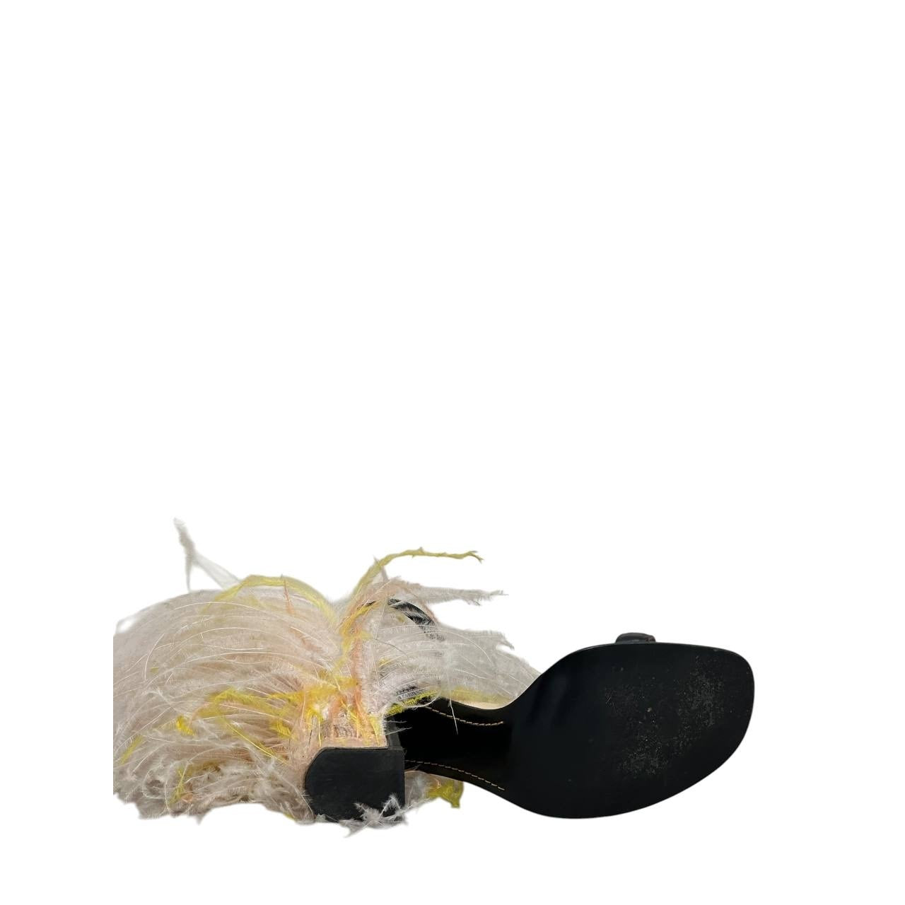Emilio Pucci Feathered Strap High Block Heel Sandals sz. 39 Pre-owned