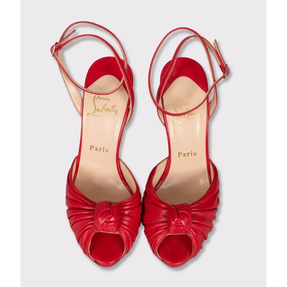 Christian Louboutin Red Leather Strappy Sandals Size 38 pre-owned