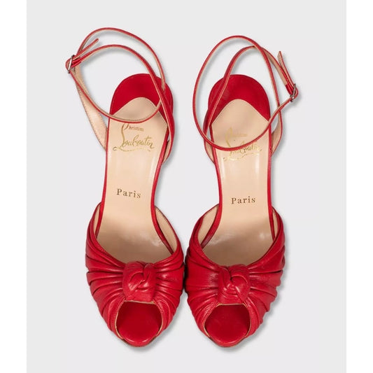 Christian Louboutin Red Leather Strappy Sandals Size 38 pre-owned