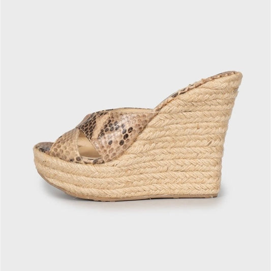Jimmy Choo Animal Print Leather Wedge Sandals Sz.36 Pre-owned