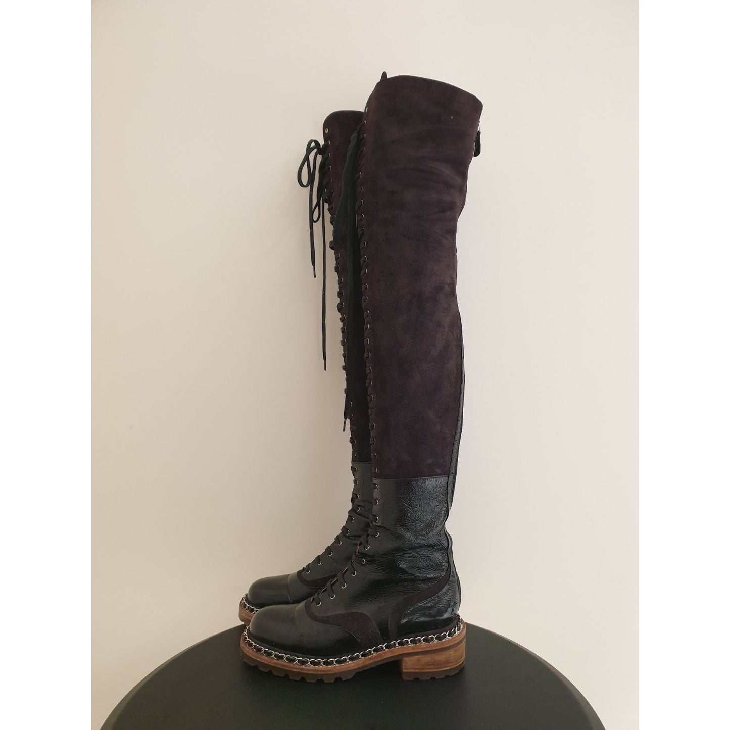 Chanel Paris-Salzburg Brown Suede Over-the-Knee Boots Sz.36 Pre-owned