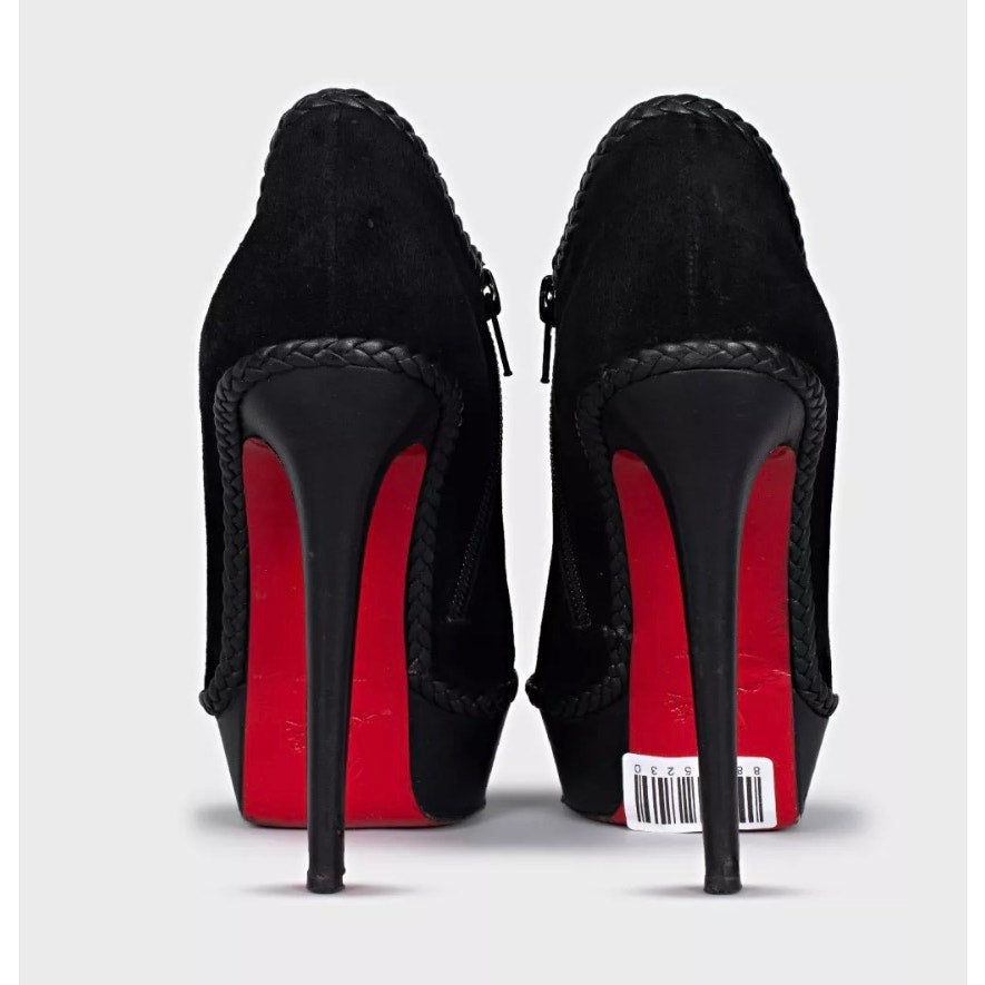 Christian Louboutin Black Suede Ankle Booties 37.5 EU Pre-owned