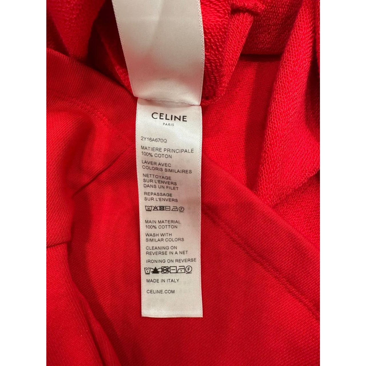 NWOT Celine Cropped Red Cotton T-Shirt  sz.XS Pre-owned